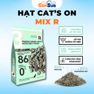 Hạt Cho Mèo CAT'S ON MIX R Phủ Ruốc Gà, Tiêu Búi Lông, Không Độn Ngũ Cốc, Tăng Cường Miễn Dịch