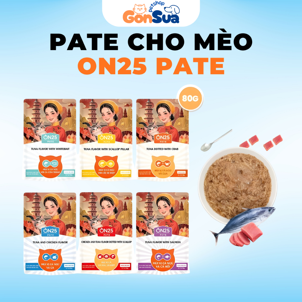 Pate Cho Mèo ON25 PATE 80g Thịt Thật Dinh Dưỡng, Chăm Sóc Da Lông Bóng Mượt, Hỗ Trợ Tiêu Búi Lông