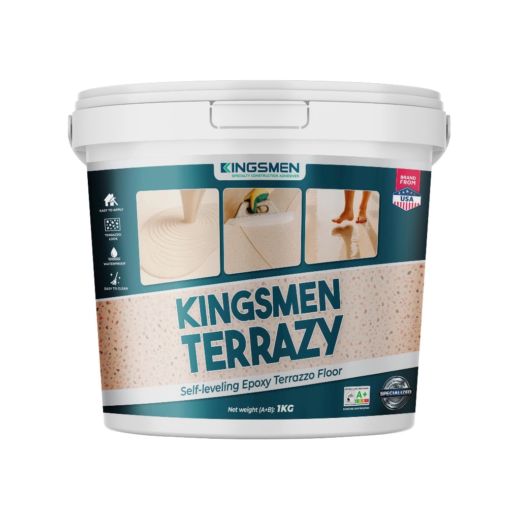 (7Kg) - Sơn Sàn Epoxy Tự Phẳng KINGSMEN Terrazy Chống Thấm Chống Nấm Mốc