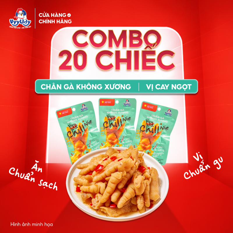 [MUA 30 TẶNG 10] Combo chân gà rút xương VYY CHILL NHẸ 26G-Vị Cay Ngọt- chân gà Vyy Lady tiện lợi