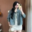Áo khoác jeans Hari Croptop Nữ Dáng Lửng Bò Xanh Chỉ Nổi