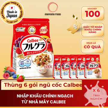 [THÙNG 6 GÓI] Ngũ Cốc Calbee Nhật Bản 600g Đỏ DATE T6/2027 – Ngũ Cốc Trái Cây Dinh Dưỡng | MAYUMIFOOD