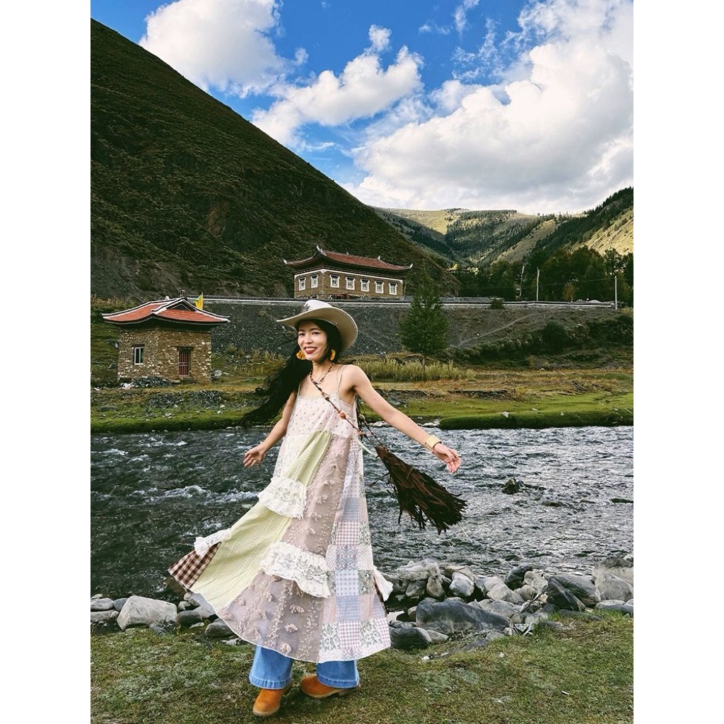 [2026 ]Đầm Dây Vintage Nhiều Màu Thời Trang nữ Bohemian Nữ Tính 2025