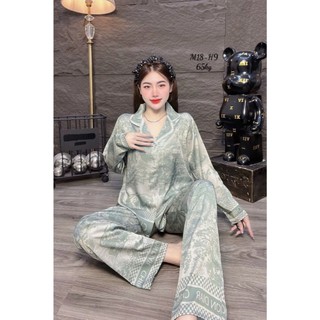 ĐỒ BỘ NỮ DÀI TAY MẶC NHÀ LUạ LATIN MỀM MẠI BIGSIZE 43-80KG XÁM NHẠT.