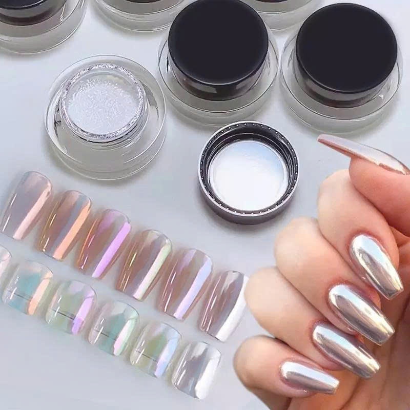 Bột Tráng Gương Bạc Siêu Sáng Cao Cấp | Bột Nail Chrome Silver Đạt Hiệu Ứng Gương Sáng Bóng Hoàn Hảo.