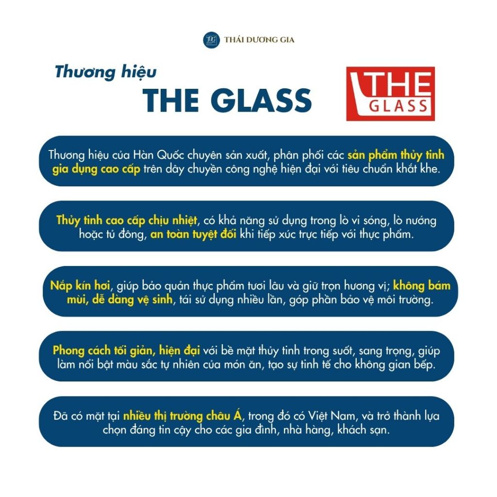 Hộp đựng cơm, đựng thực phẩm thực phẩm vuông Hàn Quốc The Glass 380ml P739 - Thái Dương Gia