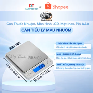 Cân Tiểu Ly 3kg Cho Salon – Cân Thuốc Nhuộm, Màu Nhuộm Tóc, Màn Hình LCD, Mặt Inox, Dùng Pin AAA.