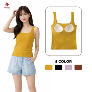 Áo Tanktop ba lỗ COTTON nữ MELINFA cổ vuông có mút đệm 3D cố định, Áo Bratop nữ mã VAA0502