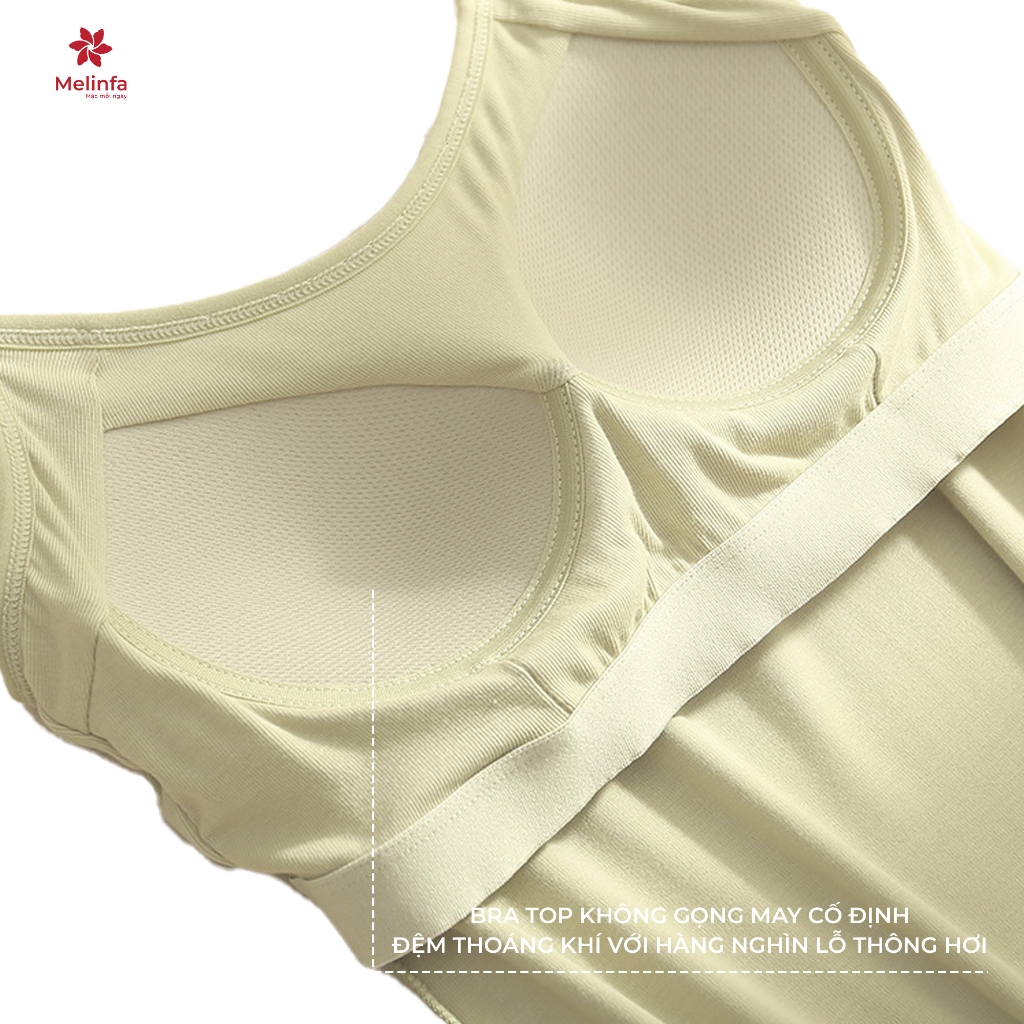 Áo 2 dây Camisole MELINFA có đệm mút 3D cố định nâng đỡ,  Áo Bratop hai dây nữ mã VAA0396