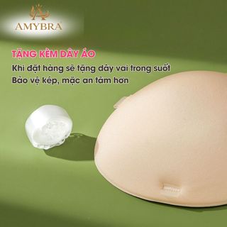 Áo Dán Ngực Cài Trước, Miếng Dán Ngực Su Đệm Tay Siêu Dính Kèm Dây Trong Nâng Ngực AMYBRA D0127