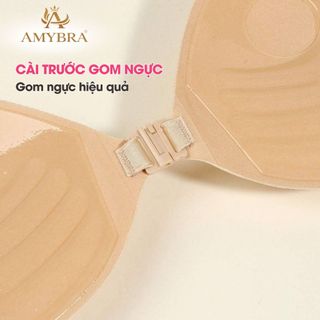 Áo Dán Ngực Cài Trước, Miếng Dán Ngực Su Đệm Tay Siêu Dính Kèm Dây Trong Nâng Ngực AMYBRA D0127