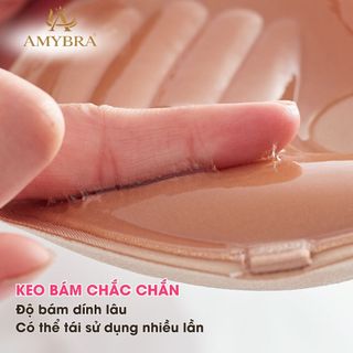 Áo Dán Ngực Cài Trước, Miếng Dán Ngực Su Đệm Tay Siêu Dính Kèm Dây Trong Nâng Ngực AMYBRA D0127
