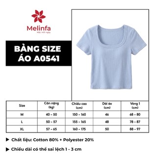 Áo thun ngắn tay nữ MELINFA có đệm mút 3D định hình nâng đỡ vải Cotton, Áo cộc tay nữ kèm bra mã  VAA0541