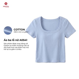 Áo cộc tay nữ có đệm mút, Áo thun có bra trẻ trung thoáng mát vải Cotton MELINFA VAA0541