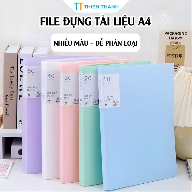 File Đựng Giấy Tờ A4 Trong Suốt - File Lá Đa Năng, Chống Thấm Nước, Dễ Dàng Phân Loại Tài Liệu