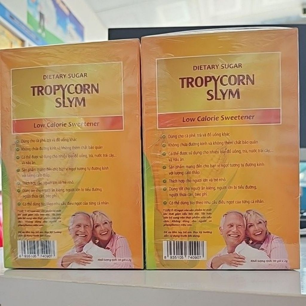 Đường ăn kiêng 2 hộp tropicorn slym năng lượng đường thấp [ hộp 50 gói ]