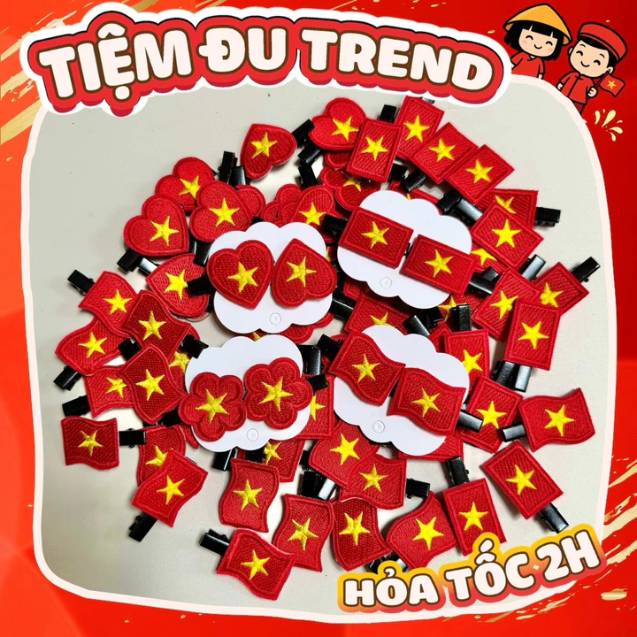 Set 2 Kẹp Tóc Cờ Đỏ Sao Vàng Mừng Các Ngày Lễ Việt Nam