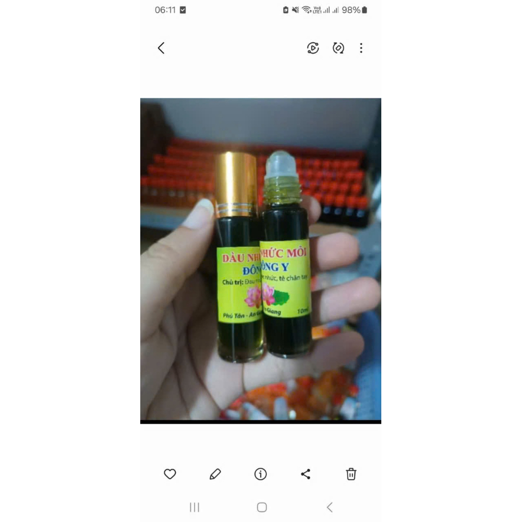 combo 5 chai dầu nhức mỏi dạng chai lăn 10ml siêu thơm và nóng