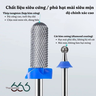 Đầu Mài Kim Cương Cắt Da Kiểu Nga Chuyên Nghiệp – Mũi Mài Dành Cho Da Khô Không Cần Ngâm Nước Xử Lý Cuticle Nail666