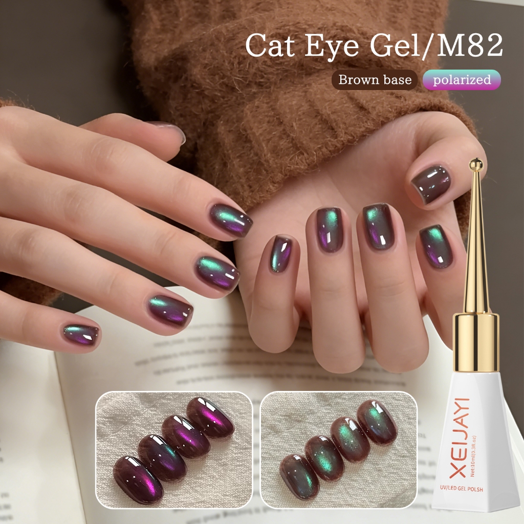 XEIJAYI 10ml - Sơn gel móng tay hiệu ứng mắt mèo tím-Xanh lá, hoàn hảo để tự làm tại nhà.