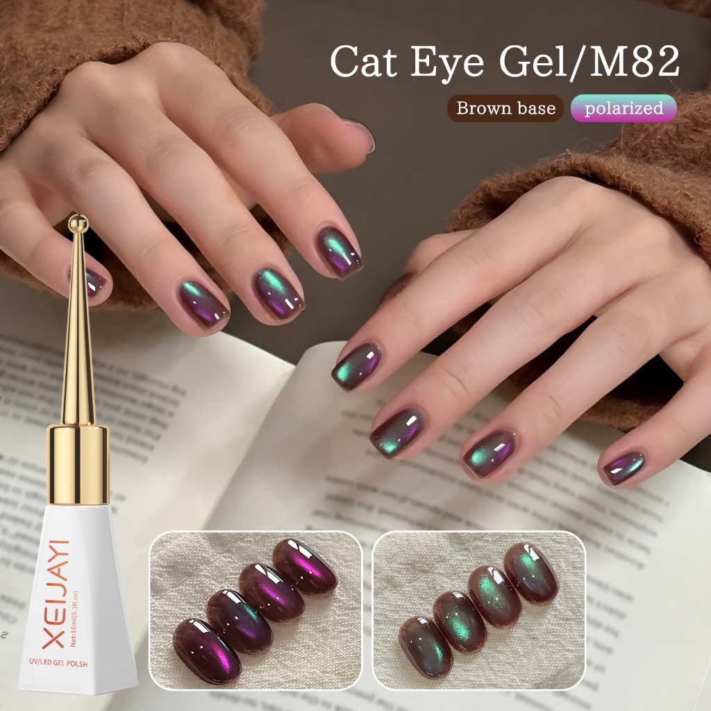 XEIJAYI 10ml - Sơn gel móng tay hiệu ứng mắt mèo tím-Xanh lá, hoàn hảo để tự làm tại nhà.