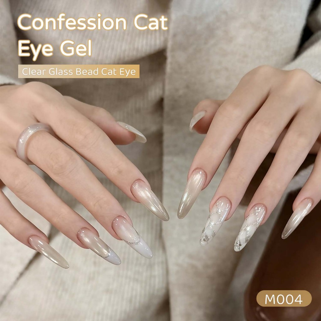 XEIJAYI 10ml - Sơn móng tay dạng gel màu Champagne nhạt ánh mắt mèo, bền màu và bóng, thích hợp sử dụng tại salon.
