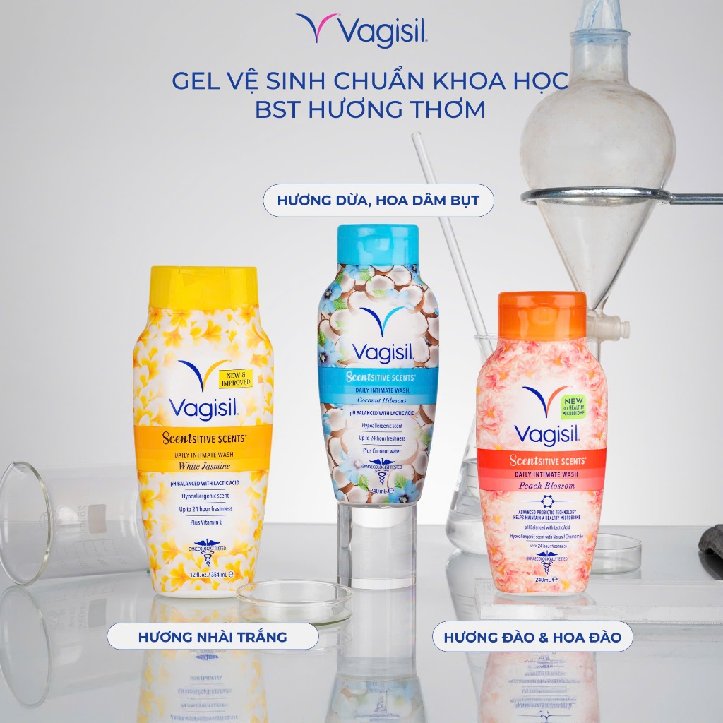 Dung Dịch Vệ Sinh Phụ Nữ Vagisil Hương Nước Hoa, Gel Vệ Sinh Cân Bằng pH, Kiểm Soát Mùi, Da Nhạy Cảm