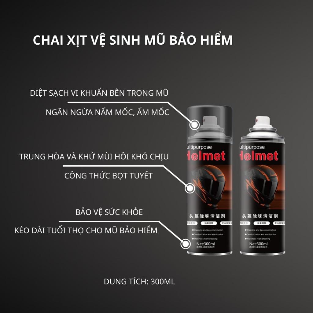 Xịt Khử Mùi Mũ Bảo Hiểm 300ml | Dung Dịch Vệ Sinh Diệt Khuẩn, Khử Mùi Hôi, Làm Sạch Nhanh Không Cần Giặt