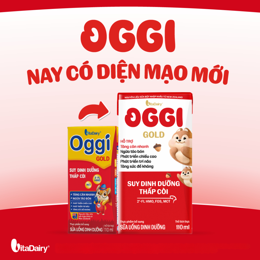 [COMBO 2 THÙNG 48 HỘP] Sữa uống dinh dưỡng Oggi Gold giúp bé suy dinh dưỡng, thấp còi - Hộp 110ml/180ml