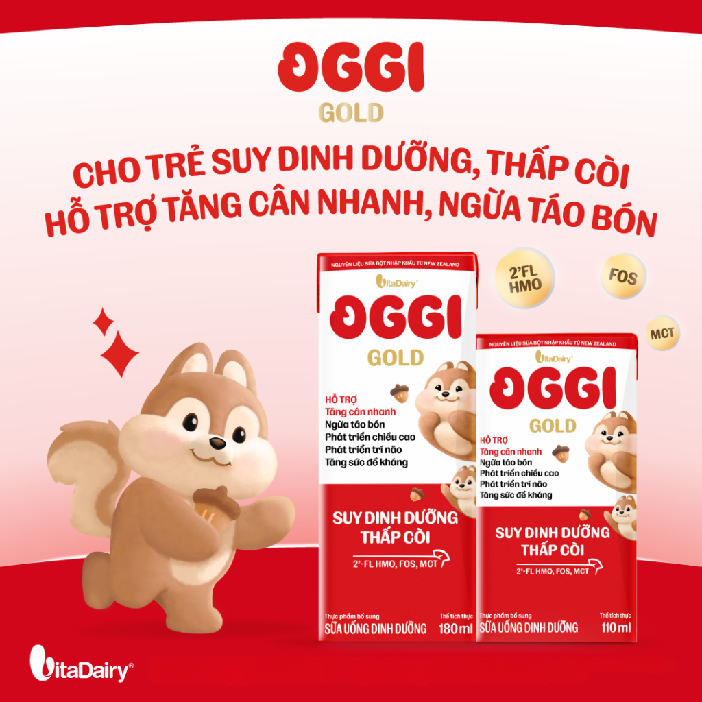 [COMBO 2 THÙNG 48 HỘP] Sữa uống dinh dưỡng Oggi Gold giúp bé suy dinh dưỡng, thấp còi - Hộp 110ml/180ml
