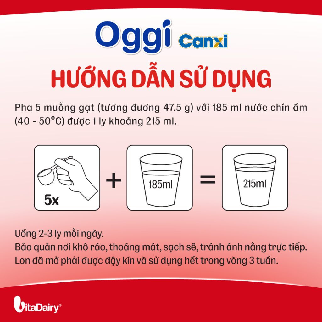 Sữa bột Oggi Canxi - Giúp tăng cường mật độ xương, giúp hệ cơ xương chắc khoẻ, chống loãng xương - Lon 900g