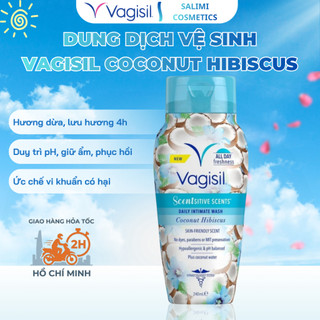 Gel Vệ Sinh Phụ Nữ Hương Dừa Vagisil Coconut Hibiscus, Dung Dịch Vệ Sinh Kiểm Soát Mùi Đến 24h