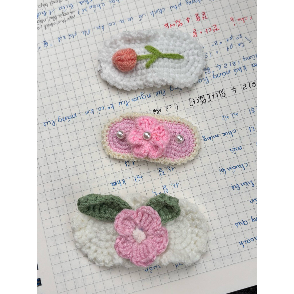 [ Handmade] Kẹp Tóc Len handmade, kẹp tóc hoa, kẹp tóc hoa nhiều mẫu dễ thương, Làm Quà Tặng | tlac.DIY