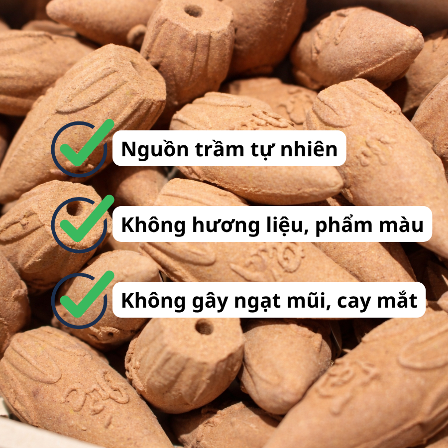 Hộp 50 Nụ Trầm Hương, Nụ Ngọc Am, Nụ Bách 100% Nguyên Chất Hàng Loại 1 Dùng Cho Thác và Lư, Khử Mùi, Thơm Phòng, Tẩy Uế