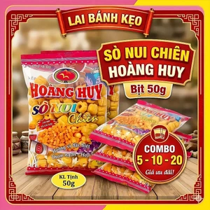 Nui Chiên Hoàng Huy, Gói 50g (Chay mặn điều dùng được)