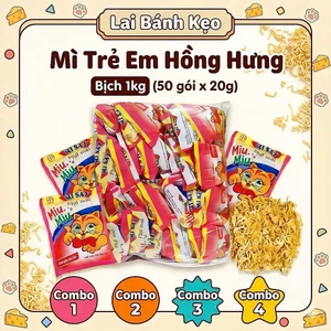 Mì Trẻ Em Hồng Hưng Miu Miu Vị Phô Mai - Bịch 1kg (50 Gói x 20g) - Đồ Ăn Vặt Tuổi Thơ