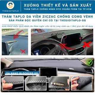 [Hyundai Custin 2023-2026] Thảm taplo da Nano Blockers UV,3D Flare, Vân gỗ,Nhung lông tuyết viền Ziczac chống cong vênh
