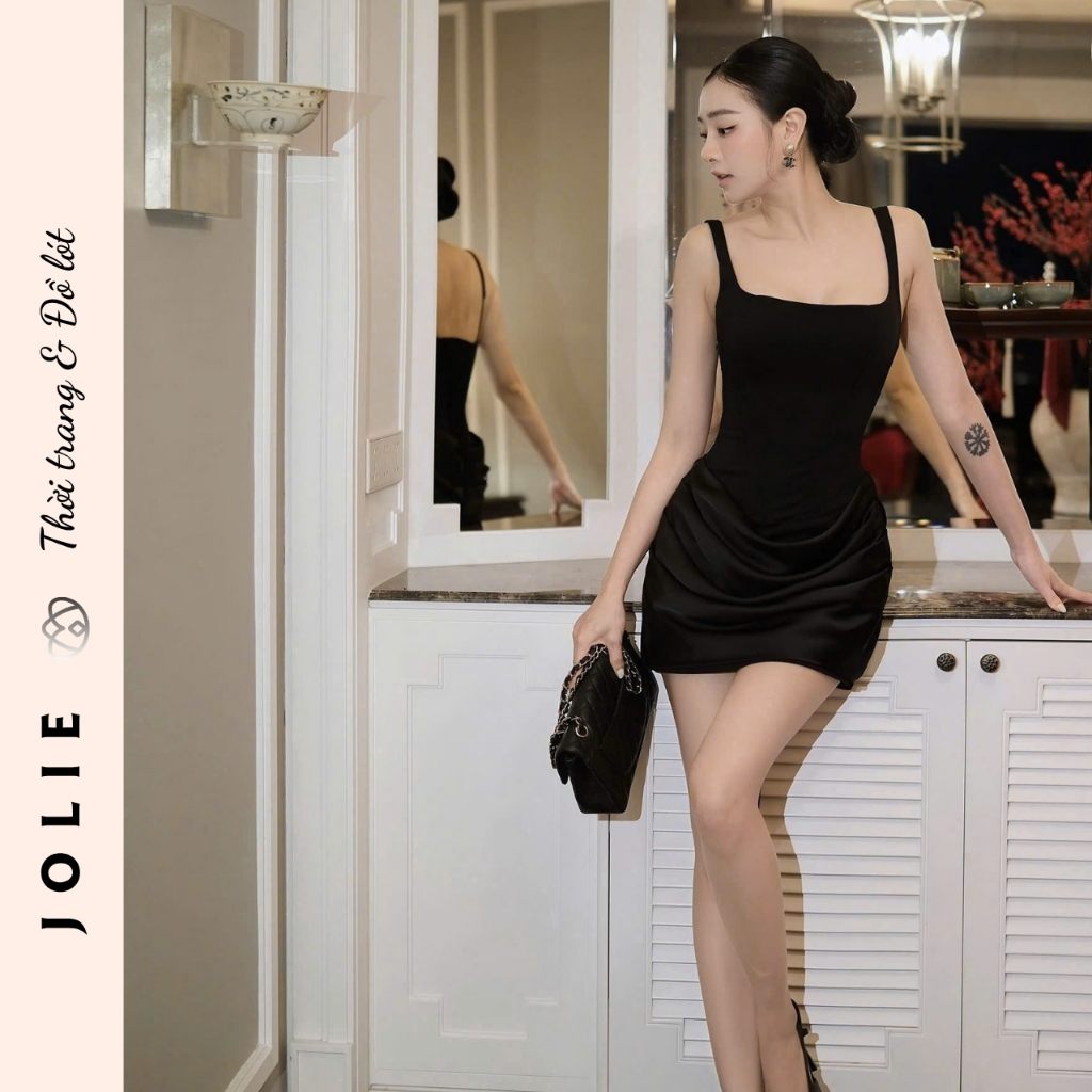Váy Hai Dây Dáng Corset Ôm Sát Phối Chân Váy Xếp Nếp Dự Tiệc Sang Trọng