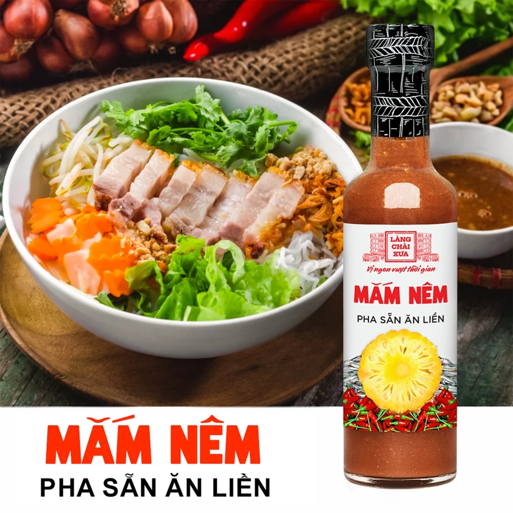 [Chai thuỷ tinh 300g] Mắm nêm pha sẵn cao cấp Làng Chài Xưa, nguyên liệu tươi, thơm ngon đặc biệt