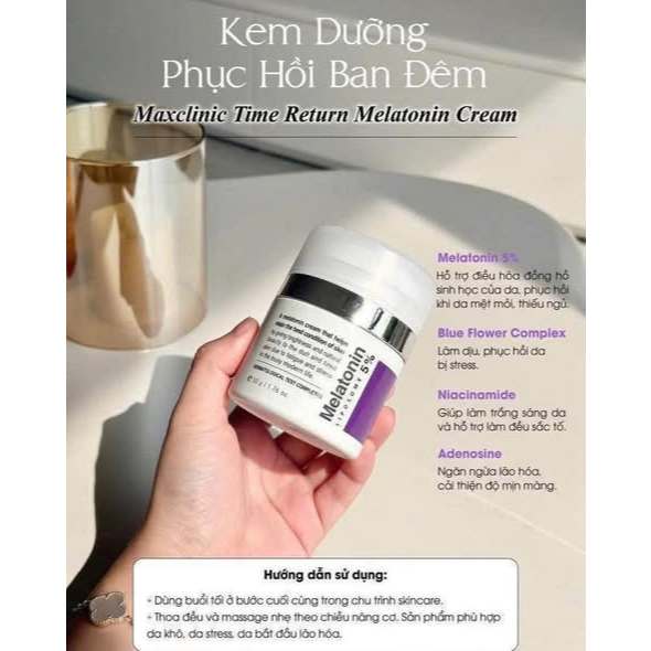 Kem Dưỡng Trắng Da Mờ Nám,Tàn Nhang, Chống Lão Hóa Maxclinic Time Return Melatonin Cream 50g-ThyLee