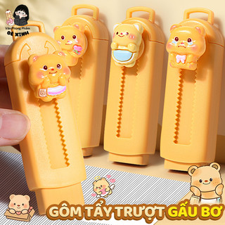 Tẩy Trượt Gấu Bơ Dễ Thương, Gôm Tẩy Kéo Không Bẩn Tay, Tẩy Học Sinh Nhỏ Gọn Sạch Nét Cho Học Sinh Sinh Viên