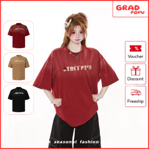 Áo thun nữ GRADPOPU cổ tròn tay ngắn in chữ form dáng rộng trẻ trung năng động dễ phối đồ AN252