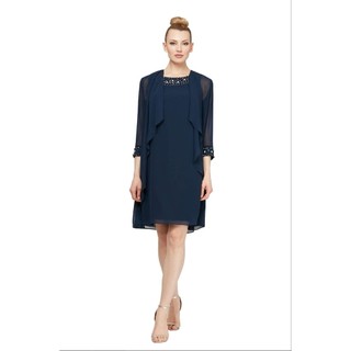 Đầm dạ tiệc voan dài tay cườm vnxk SLNY size 8