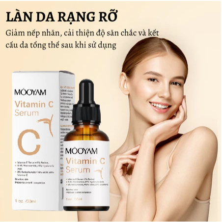 Serum Vitamin C MOOYAM Hết Sạm Đốm Da, Trắng Da, Chống Lão Hóa Làm Mờ Nếp Nhăn Giúp Da Đàn Hồi 30ml