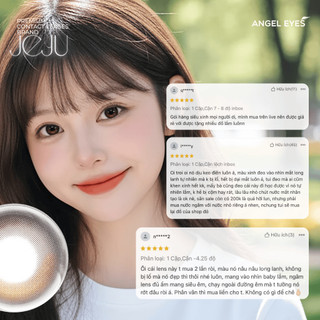 Lens nâu có độ cận Angel Eyes JEJU hiệu ứng loang màu mắt ướt, kính áp tròng màu nâu trăng khuyết filter đang thịnh hành