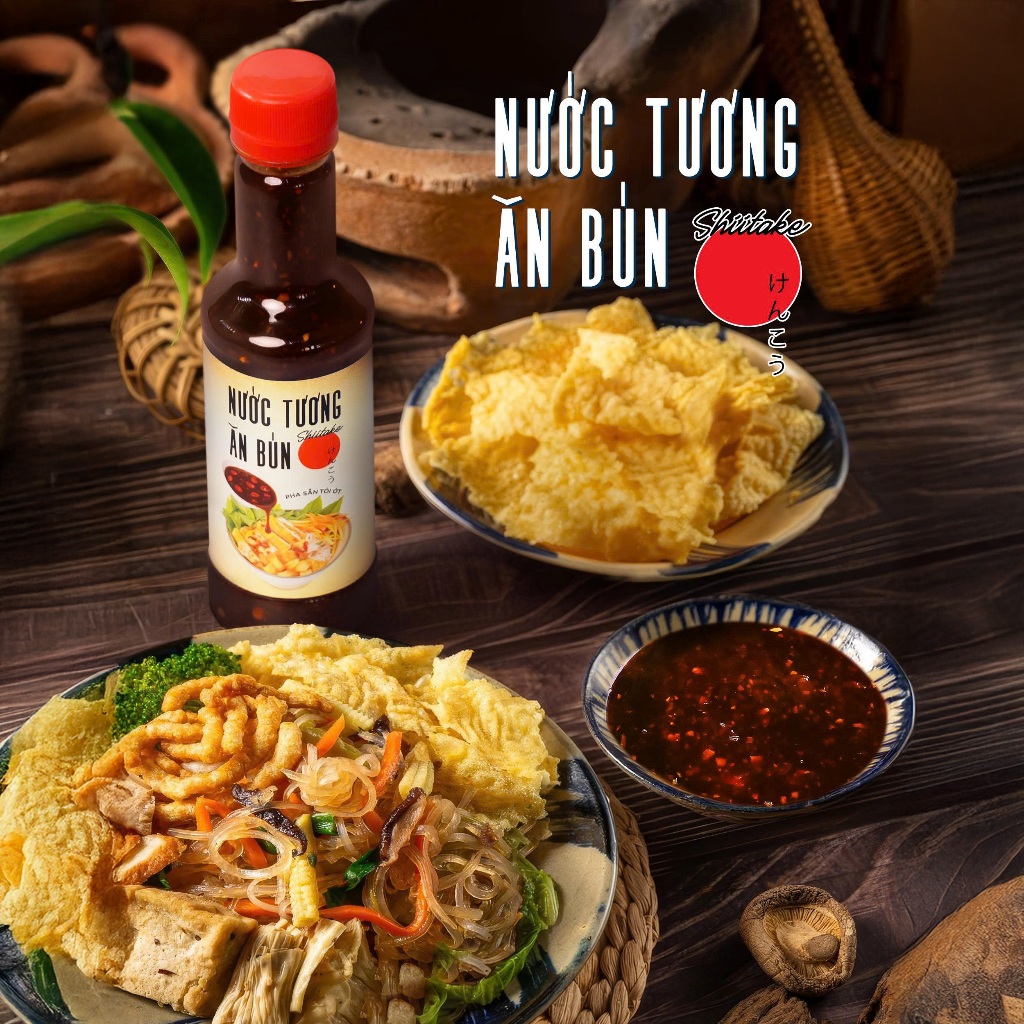 Nước Tương Pha Sẵn Tỏi Ớt Ăn Liền Shiitake 270g Ăn Bún Rất Ngon Trang Trại Sạch Thôn Xanh Farm