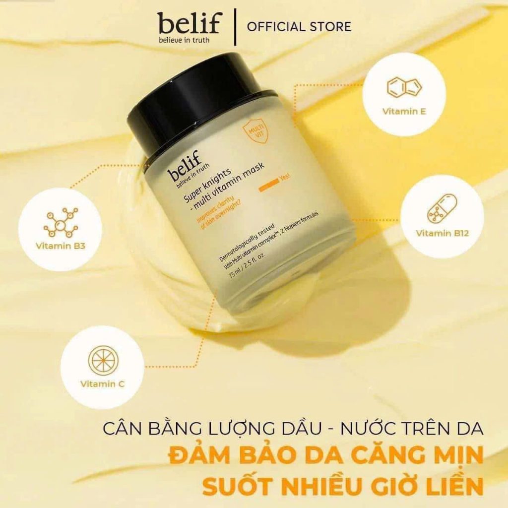 Mặt Nạ Ngủ Belif Dưỡng Sáng Da Cấp Ẩm Chuyên Sâu Cho Da Super Knights - Multi Vitamin Mask 75ml-ThyLeeCosmetics