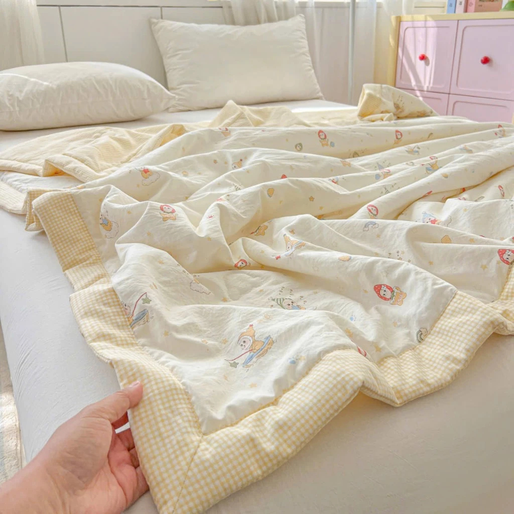 Chăn đũi viền kẻ thun lạnh cao cấp 2026 mềm mịn thoáng mát chăn hè sang trọng 2mx2m3