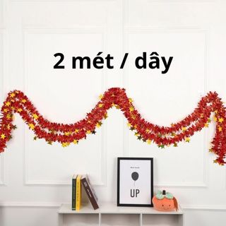 Dây Kim Tuyến Sao Vàng Trang Trí 30/4 2/9 Dài 2 Mét - Dây Treo Decor Quán Cafe Siêu Thị Sự Kiện Mừng Ngày Thống Nhất Cao