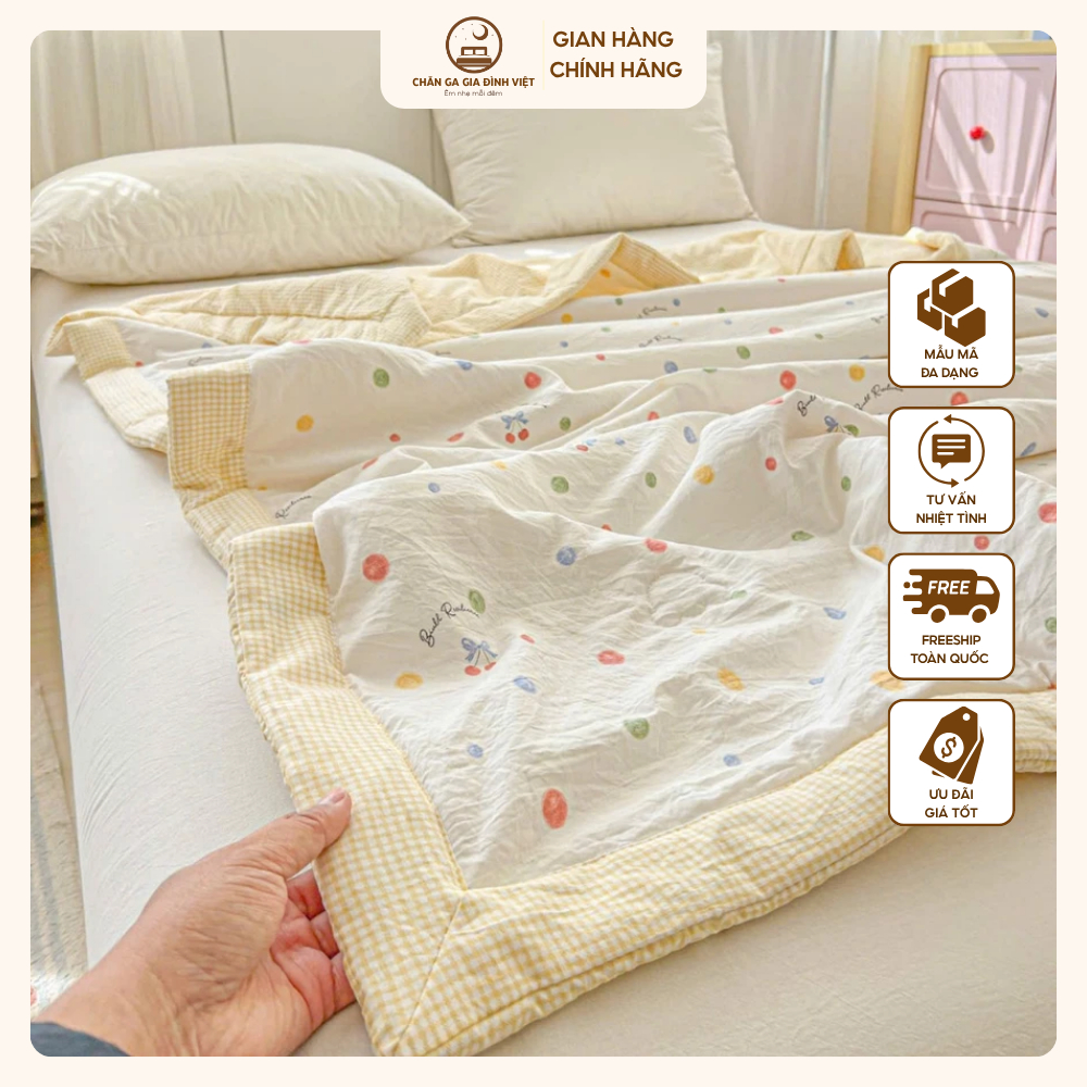 Chăn đũi viền kẻ thun lạnh cao cấp 2026 mềm mịn thoáng mát chăn hè sang trọng 2mx2m3